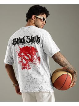 RHINO CULT - Men White Cotton Printed Oversized T-Shirt