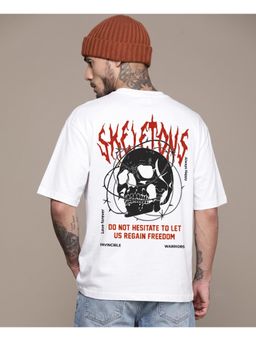 RHINO CULT - White Men Cotton Printed Oversized T-Shirt