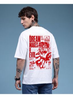 RHINO CULT - White Men's Cotton Printed Oversized T-Shirt