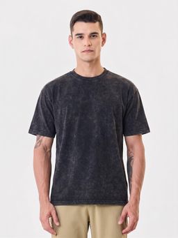 RHINO CULT - Charcoal Cotton Self Design T-Shirt