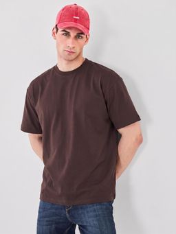 RHINO CULT - Brown Cotton Solid T-Shirt