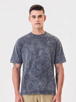 RHINO CULT - Grey Cotton Self Design T-Shirt