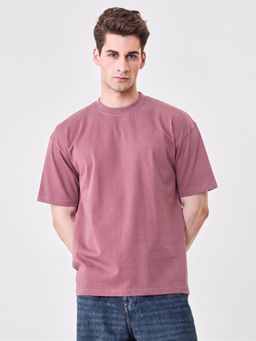 RHINO CULT - Pink Cotton Solid T-Shirt