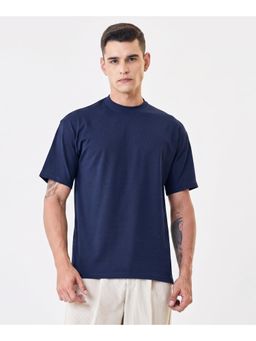 RHINO CULT - Navy Blue Cotton Solid T-Shirt