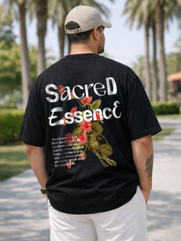 VEIRDO - Sacred Black Plus Size Printed Exclusive T-Shirt