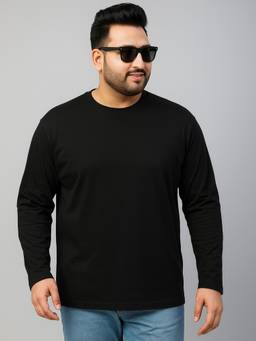 VEIRDO - Black Plain Plus Size T-shirt