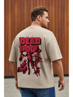 VEIRDO - Off White Dead Pool Swanwhite Graphic Printed Plus Size T-shirt