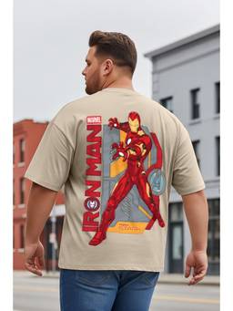 VEIRDO - Off White Ironman Swanwhite Graphic Printed Plus Size T-shirt