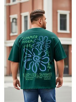 VEIRDO - Endless Summer Green Graphic Printed Plus Size T-shirt