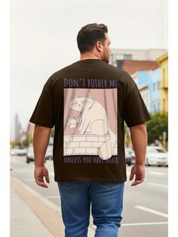 VEIRDO - Don't Bother Brown Graphic Printed Plus Size T-shirt