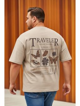 VEIRDO - Off White Traveler Swanwhite Graphic Printed Plus Size T-shirt