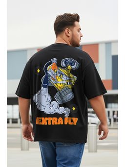 VEIRDO - Extra Fly Black Graphic Printed Plus Size T-shirt