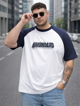 VEIRDO - Braindead White Plus Size Printed Exclusive T-Shirt