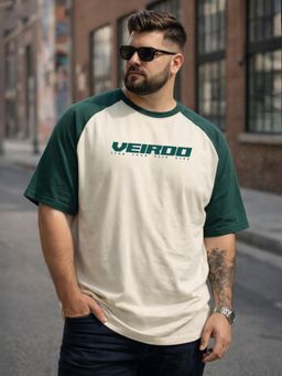 VEIRDO - Men Green Half Sleeve Plus Size T-shirt