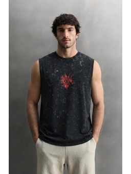 RHINO CULT - Black Arc Reactor Heart Cotton Printed T-Shirt