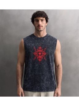 RHINO CULT - Mens Black Cotton Printed T-Shirt