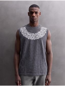 RHINO CULT - Men Grey Cotton Printed Sleeveless T-Shirt