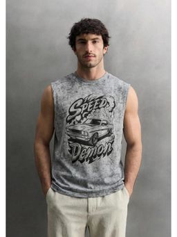 RHINO CULT - Grey Speed Demon Cotton Printed T-Shirt
