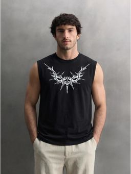 RHINO CULT - Men's Black Cotton Printed T-Shirt