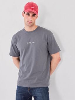 RHINO CULT - Grey Men Cotton Printed T-Shirt
