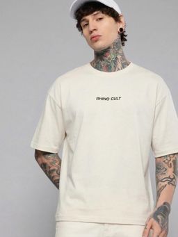 RHINO CULT - Off White Cotton Printed Oversized T-Shirt