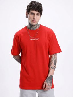 RHINO CULT - Red Cotton Printed T-Shirt