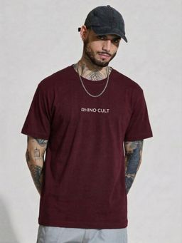 RHINO CULT - Wine Cotton Printed T-Shirt