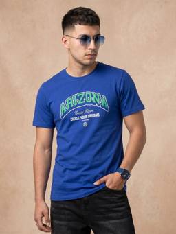 VEIRDO - Arizona Royal Blue Regular Fit Printed T-shirt