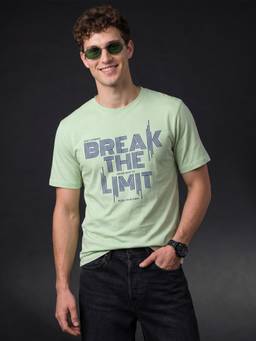 VEIRDO - Break The Limit Green Regular Fit Printed T-shirt