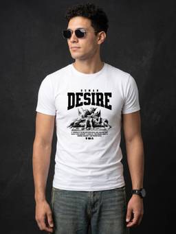 VEIRDO - Desire White Regular Fit Printed T-shirt