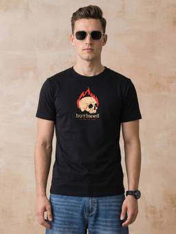 VEIRDO - Hot Head Black Regular Fit Printed T-shirt