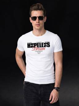 VEIRDO - Hopeless White Regular Fit Printed T-shirt