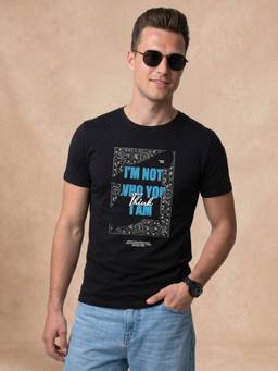 VEIRDO - Who You Think Black Regular Fit Printed T-shirt