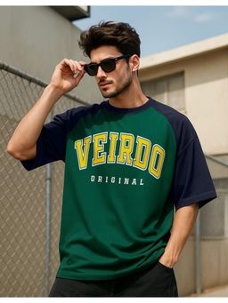 VEIRDO - Green Half Printed T-shirt