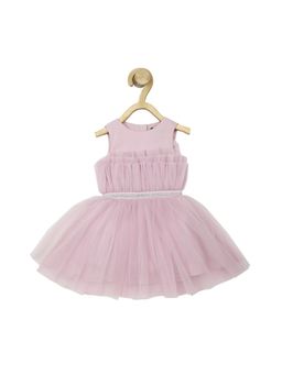 Allen Solly Junior - Girls Pink Solid Regular Fit Party Dress