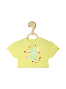 Allen Solly Junior - Girls Yellow Graphic Print Casual Crop Top