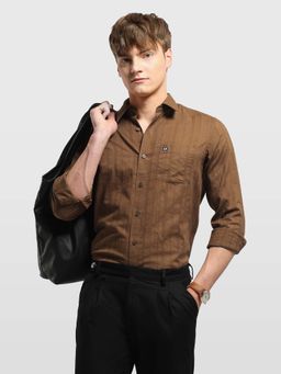 Arrow Sports - Brown Men's Chelsea Slim Fit Sage and Sun Shirt
