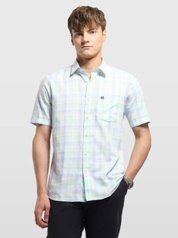 Arrow Sports - Blue Men's Plaid Checked Aquarelle Drift Shirt