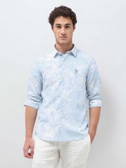 U.S. Polo Assn. Denim Co. - Blue Men's Floral Printed Regular Fit Shirt