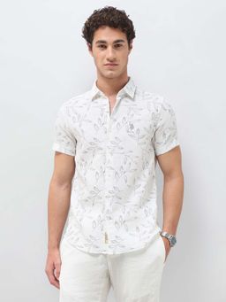 U.S. Polo Assn. Denim Co. - White Men's Tropical Printed Regular Fit Shirt