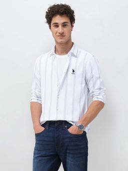 U.S. Polo Assn. Denim Co. - Blue Men's Vertical Striped Regular Fit Shirt