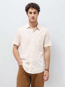 U.S. POLO ASSN. - Cream Men's Regular Fit Seersucker Shirt