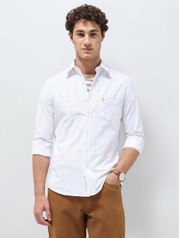 U.S. POLO ASSN. - Beige Men's Vertical Striped Oxford Shirt