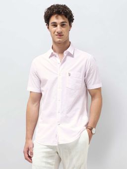 U.S. POLO ASSN. - Pink Men's Pinstriped Seersucker Shirt