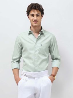 U.S. POLO ASSN. - Green Men's Textured Regular Fit Shirt