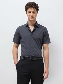 U.S. POLO ASSN. - Grey Men's Solid Regular Fit Shirt