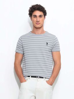 U.S. POLO ASSN. - Grey Men's Horizontal Striped Regular Fit T-Shirt