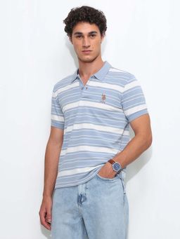 U.S. POLO ASSN. - Blue Men's Horizontal Striped Regular Fit Polo T-Shirt