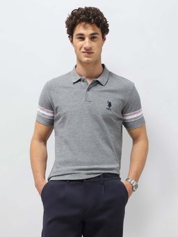 U.S. POLO ASSN. - Grey Men's Heathered Slim Fit Polo T-Shirt