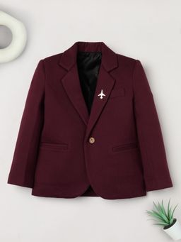 RIDOKIDZ - Boys Full Sleeves Solid Maroon Blazer